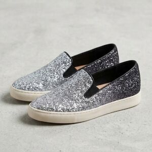 Birdies The Swift Silver & Purple Ombre Glitter Slip On Sneakers - Size 8.5